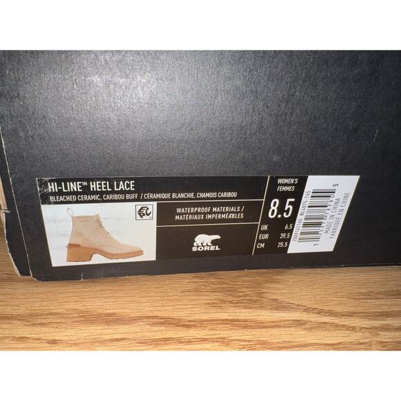 size 8.5 women’s Sorel Hi-Line Heel Lace in Bleached Ceramic/Caribou Buff - Picture 9 of 9